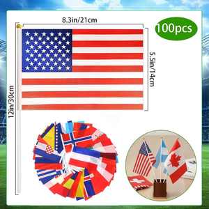 100 Banderas Internacionales de Países, Mini Banderas Plegables de Mano, Astas de Poliéster y Plástico, para Eventos Deportivos y Festivales - Product Image 2
