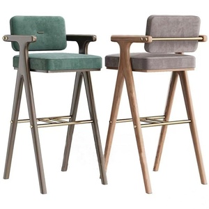 Nouveau Tabouret <span class=keywords><strong>de</strong></span> <span class=keywords><strong>Bar</strong></span> Métallique <span class=keywords><strong>de</strong></span> Luxe Nordique avec Accoudoirs, Non Rotatif et Non Pliable, Idéal pour Îlot <span class=keywords><strong>de</strong></span> Cuisine et Café - Product Image 2