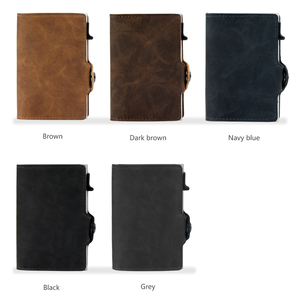 Automatic Minimalist Credit Card Holder PU Leather Pop up Cards Aluminum Card case Slim <b>RFID</b> Blocking <b>Men</b> <b>Wallets</b> - Product Image 4