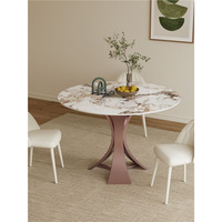 Table à manger circulaire compacte Delifeng en pierre de quartz, style minimaliste italien, blanc pur, haute température, style Xiaohongshu