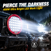 Phare de conduite LED rond de 9 pouces 408W, lampe de travail LED étanche robuste pour camions et véhicules tout-terrain