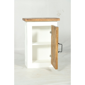 Armoire murale rustique en bois chevron Muro en blanc avec porte texturée naturelle et unité de rangement - Product Image 3
