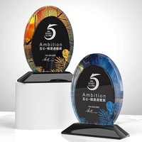 Honneur de cristal couleur impression ovale forme cristal verre trophée Souvenir cadeau personnalisation trophée