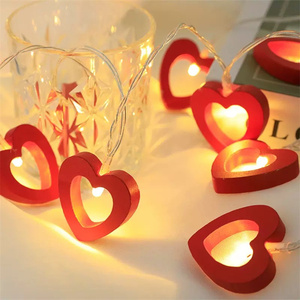 Christmas Tree Decoration Bedroom <strong>Net</strong> Romantic Room Decorative Creative Proposal Valentine's Day <strong>LED</strong> Wooden Heart Light <strong>String</strong> - Product Image 3