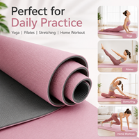 Tapis de yoga TPE léger OEM, facile à ranger, antidérapant, pour Pilates et exercices, avec sac de transport pour la maison et la salle de sport