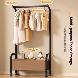 Porte-vêtements métallique autoportant robuste avec tiroirs de rangement roulants, organisateur gain de place pour chambre et appartement, vente en gros - Product Image 2
