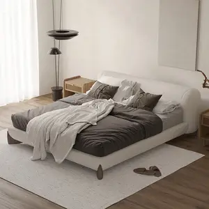 Letto d'arte in flanella di agnello in stile nordico matrimoniale 1.8M popolare morbido tessuto imbottito design moderno semplice letto