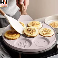 Poêle à petit-déjeuner multifonction 7-en-1 à fond plat, pour œufs, hamburgers, en aluminium, avec 7 trous, en promotion