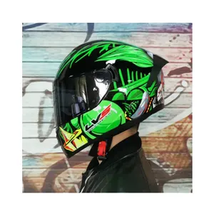Accessoires de moto pour casque de moto pour hamet, graphique vert avec certificat DOT avec visières extérieures de différentes couleurs