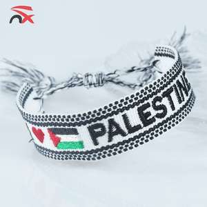 Braccialetto con fiocco in fiocco con bandiera palestinese regolabile kefiah - Product Image 2