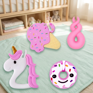 Mordedores de Silicona Suave para Bebés, con Forma de Unicornio, Helado y Donut, Masticables, No Tóxicos, Libres de BPA, Grado Alimenticio, 0-24 Meses, Unisex - Product Image 1
