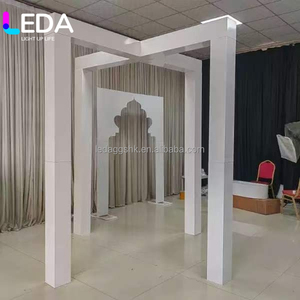 LEDA Wedding White Metal Chuppah <b>Top</b> <b>Cross</b> Square Mandap Wedding Pillar for Stand Background - Product Image 2