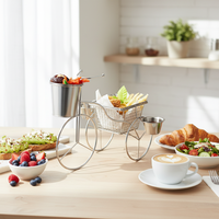 Présentoir de buffet 2 niveaux en acier inoxydable LANGJIE pour aliments, support de refroidissement pour cuisine, pâtisserie, traiteur, camping