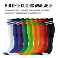 Chaussettes de football bleues au-dessus du genou, respirantes, élastiques, pour l'entraînement sportif