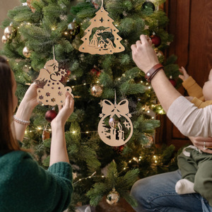 <span class=keywords><strong>Petit</strong></span> ornement de Noël <span class=keywords><strong>en</strong></span> <span class=keywords><strong>bois</strong></span> personnalisé pour arbre, décoration d'art de joyeux Noël, gravure, décoration murale - Product Image 2