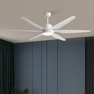 Lámpara de Techo Nórdica de Madera de 54 Pulgadas con 6 Aspas Rectas, Nueva, con LED, para Sala de Estar, Comedor Interior, con Ventilador - Product Image 4