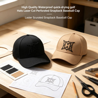 Casquette de golf perforée au laser kaki avec logo brodé 3D personnalisé, séchage rapide, haute qualité, vente en gros d'usine OEM pour sports de plein air