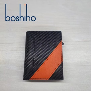 Men's Minimalist Pop up Business Design Slim Aluminium <b>Wallet</b> Customized Logo PU Leather <b>RFID</b> <b>Blocking</b> Pop-Up Metal Card Holder - Product Image 1