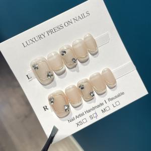 Uñas Postizas en Oferta, Forma Ataúd, Bailarina, Ovaladas, con Diamantes Brillantes, Uñas Artificiales Hechas a Mano, Precio al por Mayor - Product Image 4