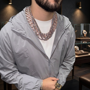 Collier chaîne cubaine en or massif avec diamant de laboratoire taille brillant rond micro-pavé, style Hip Hop, bijou certifié IGI - Product Image 2