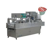 Machine automatique de remplissage et de scellage pneumatique en acier inoxydable 304 pour gobelets de boissons, de poudres et de glaçons