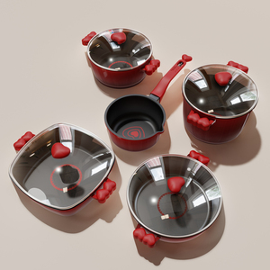 Hiện đại màu Đỏ chống-aderent nhôm <span class=keywords><strong>Cookware</strong></span> Set conjunto de panelas với bộ quần áo de casseroles và Baking Pan - Product Image 1