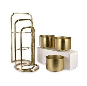 Macetas nuevas plegables de oro para jardín, interior, hierro redondo, venta al por mayor, macetas baratas de Metal, macetas para plantas - Product Image 6