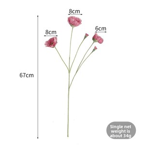 Cinq fausses coquelicots islandais en polyester pour décorer le salon et la table à manger - Product Image 4