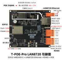 Placa de Desarrollo LILYGO T-Internet-POE ESP32 LAN8720 con Soporte para Tarjeta TF, PoE, WiFi y para