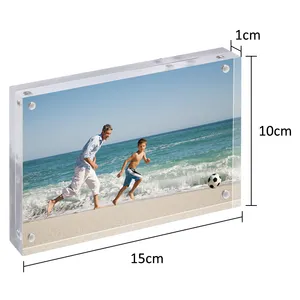 Picture Frames Acrylic Desktop Display Self Standing Magnetic Acrylic Block Photo Frame