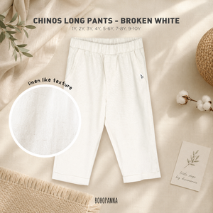 BOHOPANNA Pantalon chino long pour garçons, texture effet lin blanc cassé, taille élastique, coupe droite, longueur intégrale, pantalon d'été pour enfants - Product Image 2