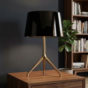 Lampe de table moderne en laiton de style mid-century, abat-jour noir en forme de tambour, source lumineuse LED E27, protection oculaire, taille moyenne, design décoratif, Wi-Fi AC - Product Image 5