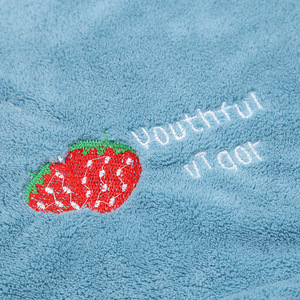 Lindo Gorro de Secado de Cabello Bordado de Felpa Coral 25x65 cm de Secado Rápido para Uso Doméstico - Product Image 1