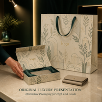 Boîte cadeau magnétique avec logo personnalisé et sac cadeau assorti, ensemble d'emballage en papier imprimé pour bijoux, cadeaux de luxe pour la vente au détail