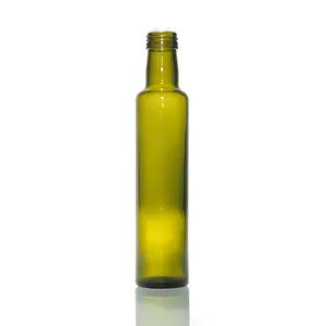 Bottiglia di olio d'oliva in vetro trasparente satinato da 100ml 250ml 500ml con Set di tappi in alluminio