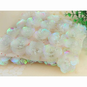 Accessori per abbigliamento fai da te con motivo floreale 3D Applique scarpe fatte a mano cappello abito Costume con perline con paillettes Patch - Product Image 3