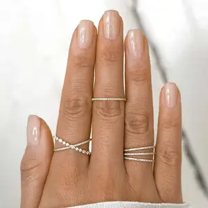 Joolim 18k Pvd Gold Plated Tarnish Free Waterproof Simple Dainty CNC CZ Micro Pave Rings Stainless Steel Rings fine Jewelry