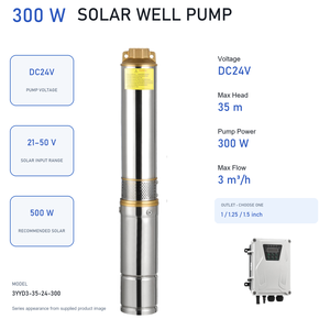 Bomba Sumergible Solar QY de 3 Pulgadas, DC24V 300W, 3 m³/h, 35 m de Altura, Impulsor de Acero Inoxidable - Product Image 1