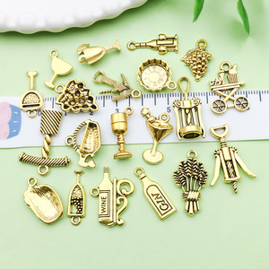 Antique Gold Alloy Wine Series Pendant For DIY Jewelry Accessories Zinc Alloy Plated Findings - Product Image 3