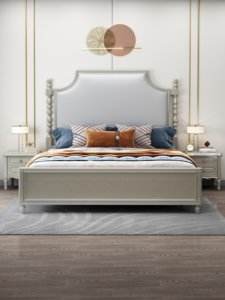 Hot Modern Luxury Upholstered Bed <b>Frame</b> Solid Wood Queen Size Double Bed for Master Bedroom Home Furniture - Product Image 2