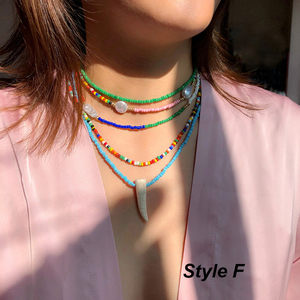 2022 Summer Women's <strong>Boho</strong> Beaded <strong>Necklace</strong> Set Floral Pattern Choker <strong>Necklaces</strong> for Gift - Product Image 6