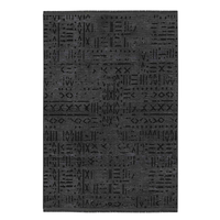 Tapis de sol moderne Mira Anthracite à poils ras géométriques en chenille, 7 mm, lavable, antidérapant, écologique, adapté aux animaux domestiques