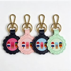 Porte-clés coloré en cuir PU pour broderie, artisanat, point de croix, point d'aiguille, DIY, breloque autocollante pour sac en toile, étiquette de voyage, porte-clés - Product Image 1