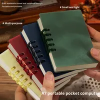Carnet à spirales A7 à feuilles mobiles avec poche, couverture transparente, format mini, design portable pour les devoirs et l'enregistrement de mémos