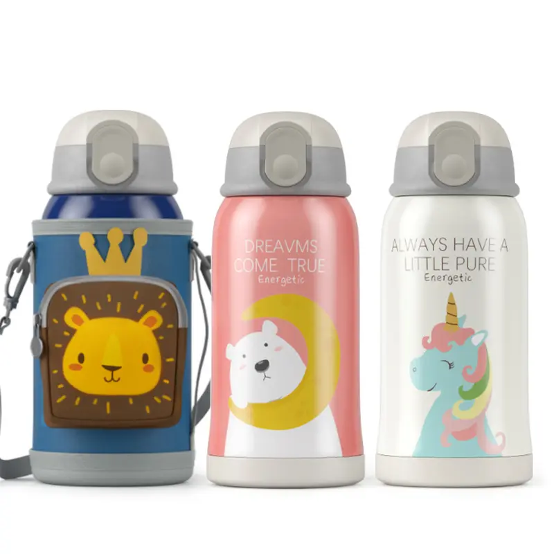 550Ml Roestvrijstalen Kids Waterfles Isolatie Fles Kinderen Vacuüm Kolf Met Stro Kinderen Thermos