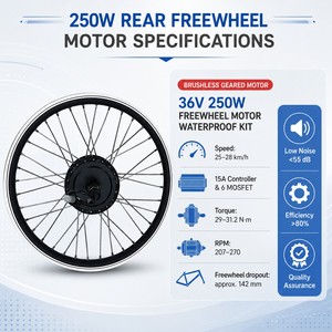 Kit de Conversión de Bicicleta Eléctrica con Motor de Cubo Trasero de 36V 250W, Pantalla LCD8H, Kit de Bicicleta Eléctrica Impermeable para Bicicleta de Montaña de 20 a 29 Pulgadas 700C - Product Image 2