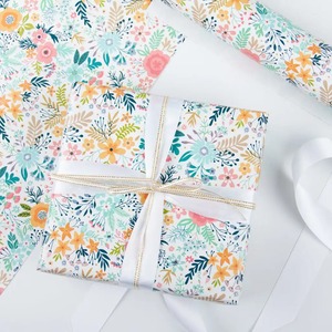 Floral Pattern Recyclable Art <b>Paper</b> <b>Roll</b> 100GSM Coated Digital Printing Eco-Friendly Gift <b>Wrap</b> Double Side Wood Pulp - Product Image 4
