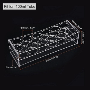 Support de tubes en acrylique personnalisé, diamètre du trou de 40 mm, 12 compartiments, transparent, logo personnalisé imprimé en sérigraphie, tubes de laboratoire de 100 ml, garantie de 3 ans - Product Image 2