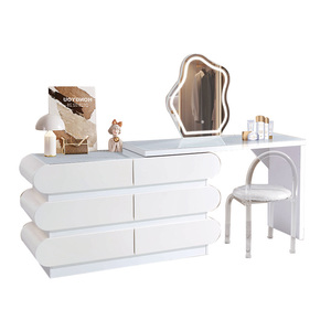 Commode en bois blanc au design moderne avec lumière LED prix de gros vanité pour filles <span class=keywords><strong>maquillage</strong></span> à vendre coiffeuse de luxe pour chambre à coucher - Product Image 3
