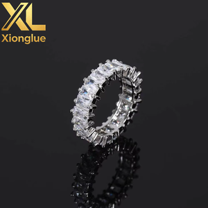 Cz Tennis O <b>Ring</b> Jewelry Diamond Round Cubic Zirconia Men's <b>Rings</b> 18K Gold Plated Claw Setting Natural - Product Image 2